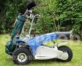 blue cruiser + golf bag