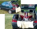 Cruiser inside small hatchback car